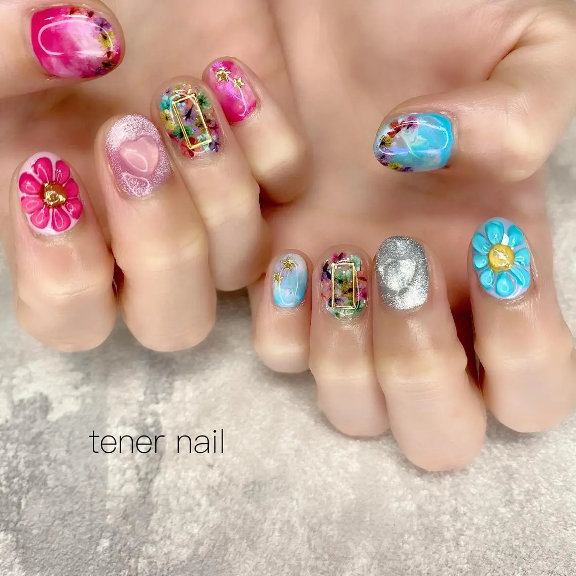 ネイル フラワーネイル ぷっくりネイル テネルネイル tener nailのネイルデザイン