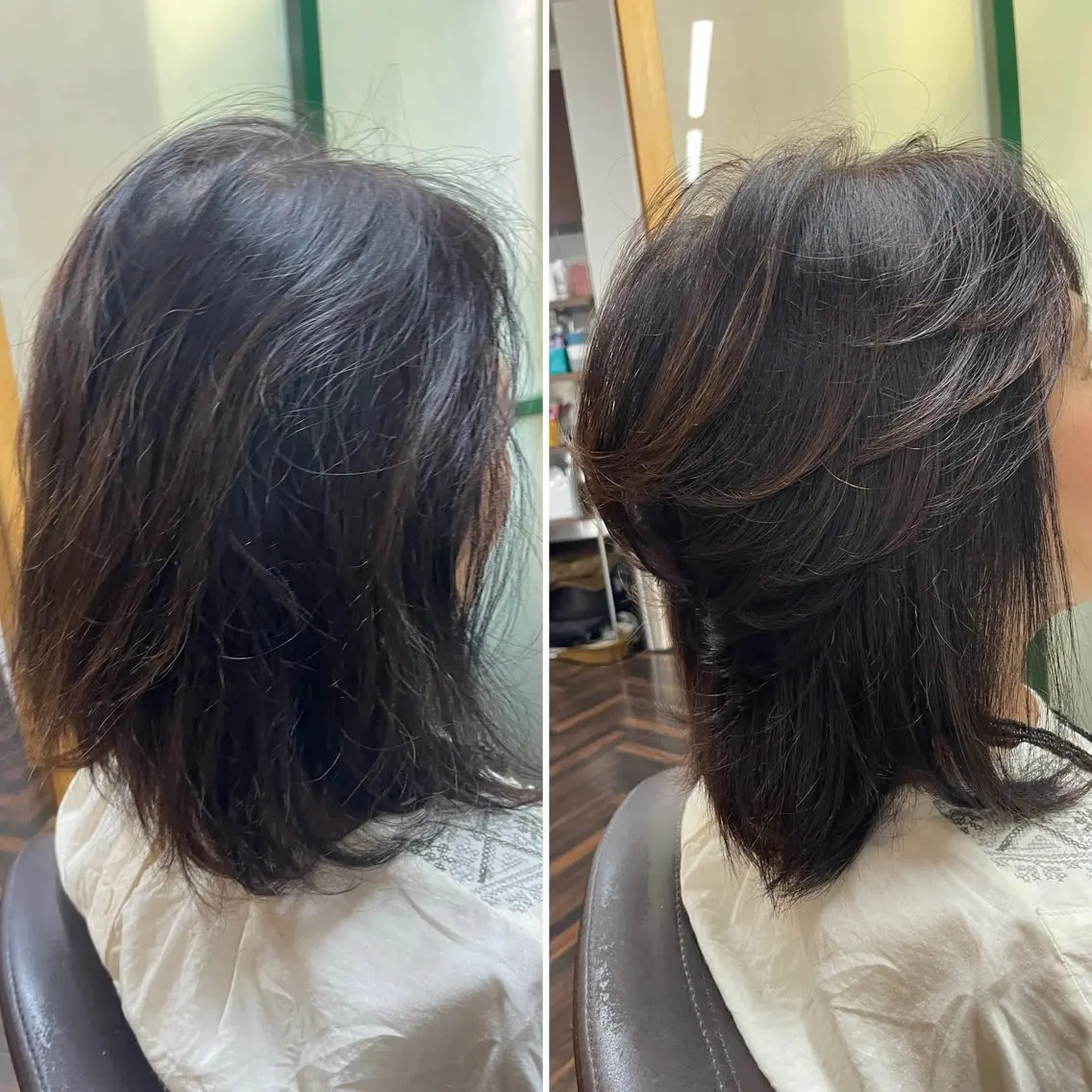 ミディアム レイヤーカット katae sayoriのヘアスタイル