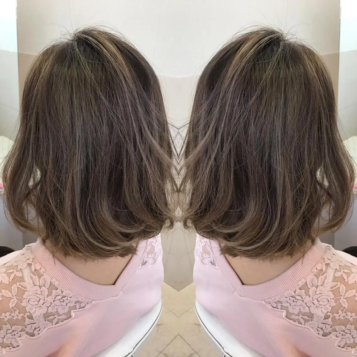 ショート カラー ベージュカラー 透明感カラー ハイライトカラー 外国人風カラー ハイライト Oopsレイヤー 加藤澄都のヘアスタイル