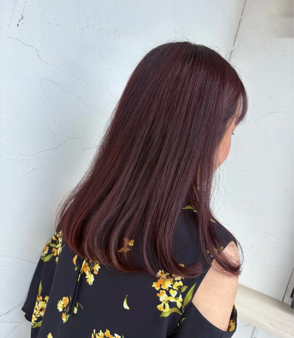 セミロング カラー ボルドーカラー ピンクカラー トリートメント masumi hair&spaのヘアスタイル