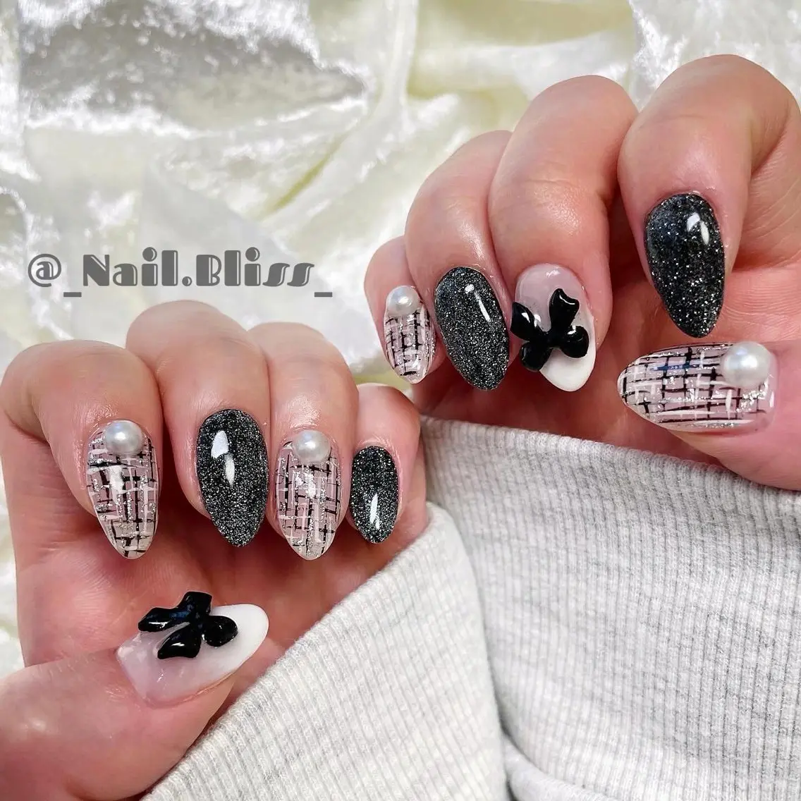 ネイル フラッシュネイル ツイードネイル ハンドネイル NAIL BLISSのネイルデザイン