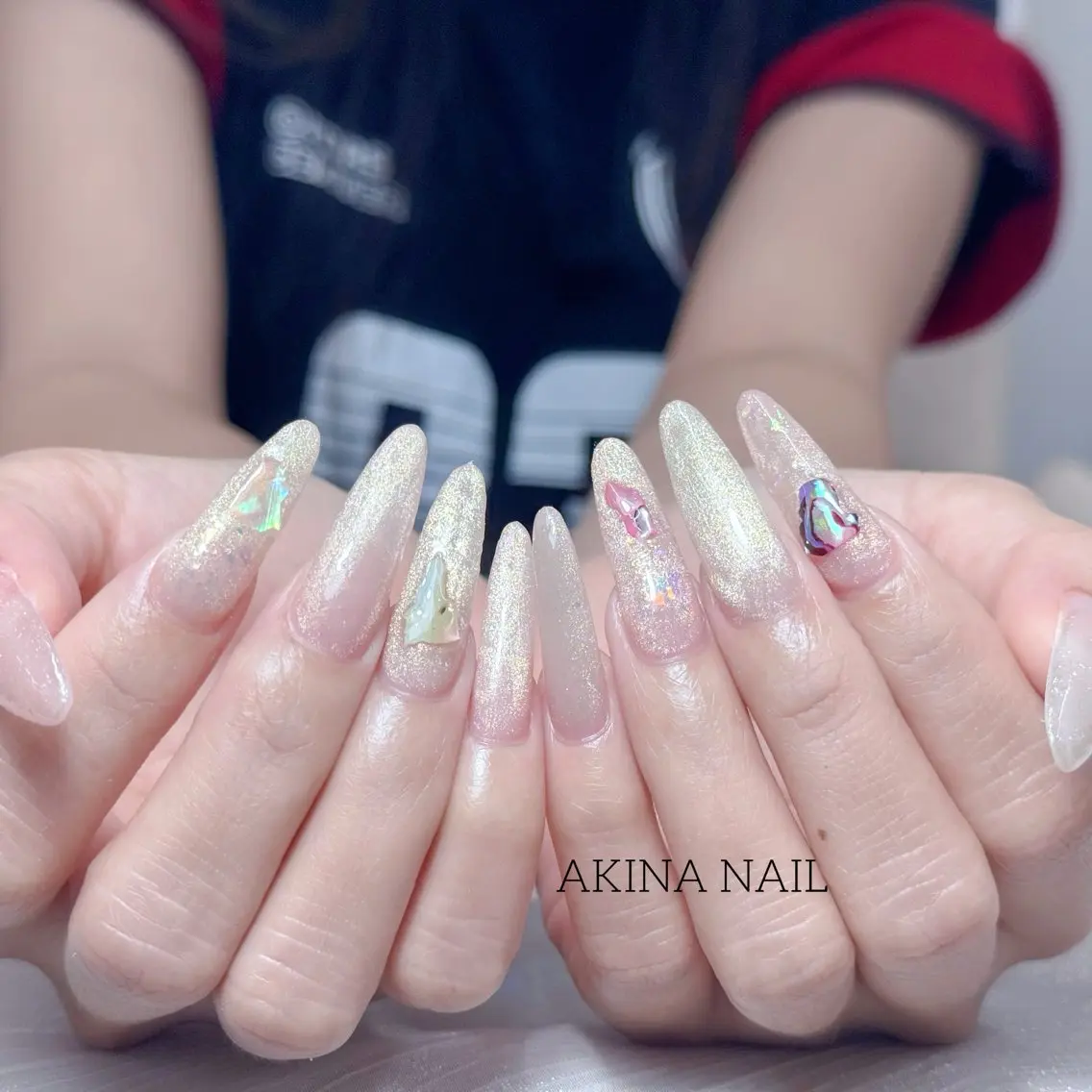 ロング 韓国風ヘア ハンドネイル Akina Nail 亀戸のネイルデザイン