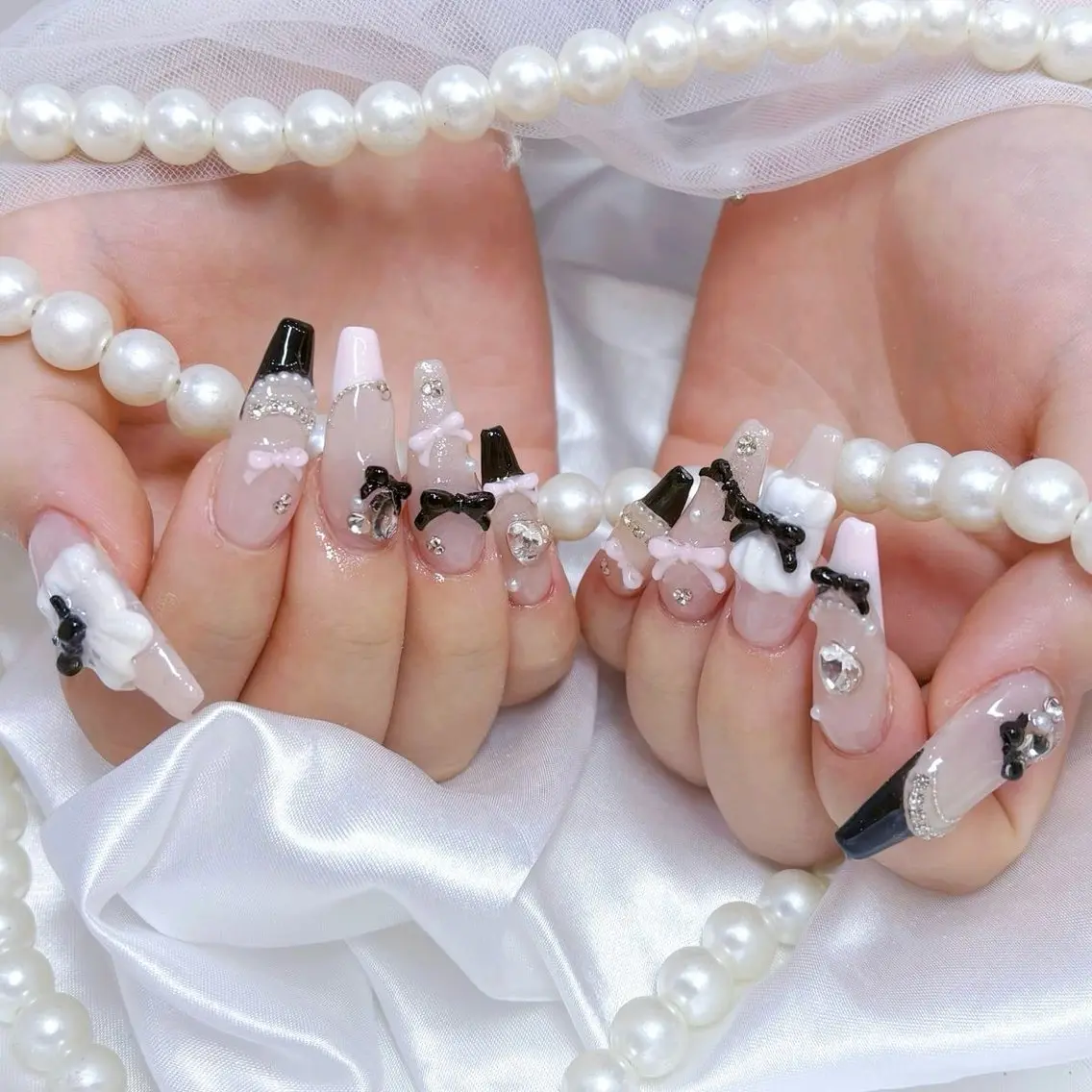 ネイル ハート 韓国ネイル 春ネイル 夏ネイル バレンタイン Sora nail 長さ出し専門店のネイルデザイン