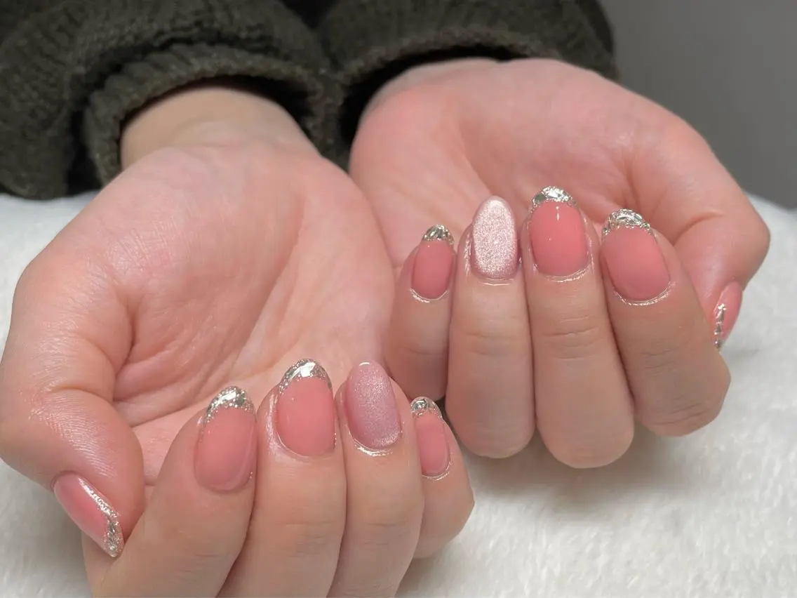 ネイル フレンチネイル ガラスフレンチ マグネットネイル riri-nail Rie Endoのネイルデザイン