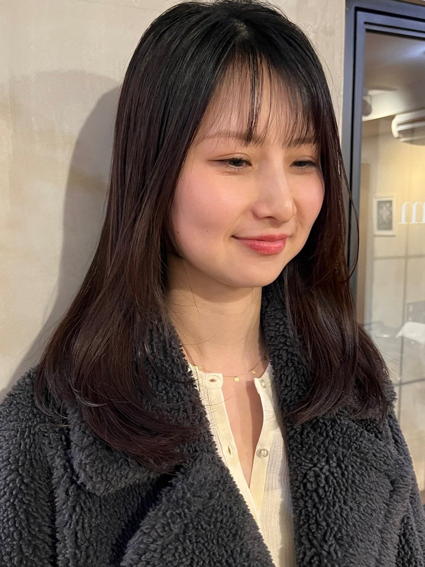 セミロング カラー ブラウンカラー ナチュラルブラウン レイヤーカット カット ヘアカラー ボブ/顔周りレイヤー carlm:上川美幸のヘアスタイル