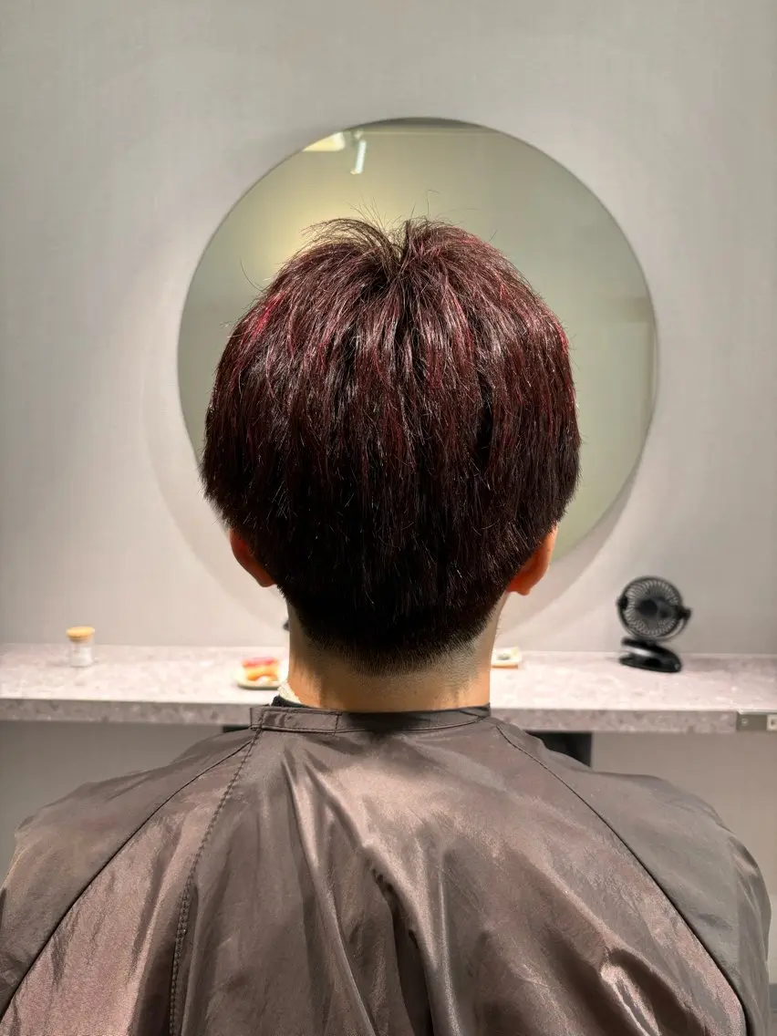 カラー メンズ メンズブリーチ メンズショート ブリーチ ブリーチなしカラー レッドカラー Kaho🌼/メンズ ニュアンスパーマのヘアスタイル