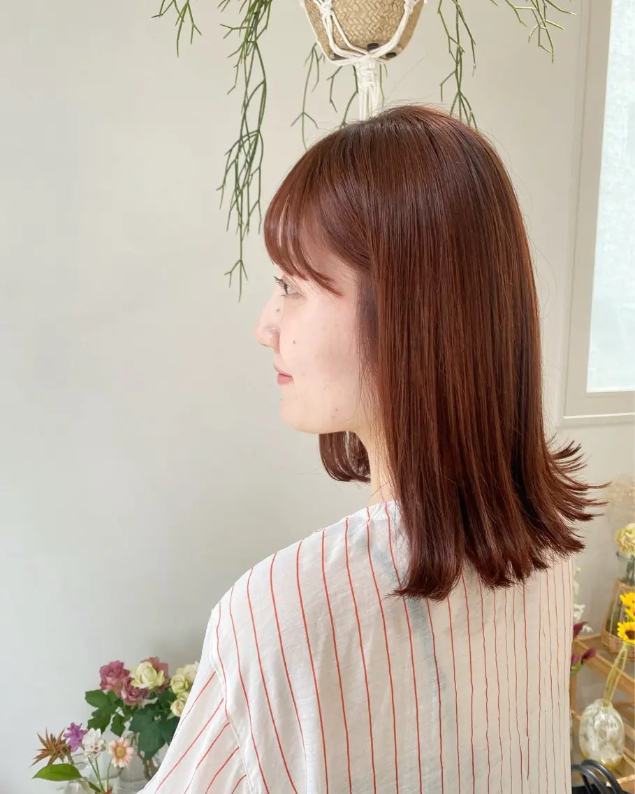 ミディアム カット ヘアカラー トリートメント 🪻花屋併設🪻秀島 有紀のヘアスタイル