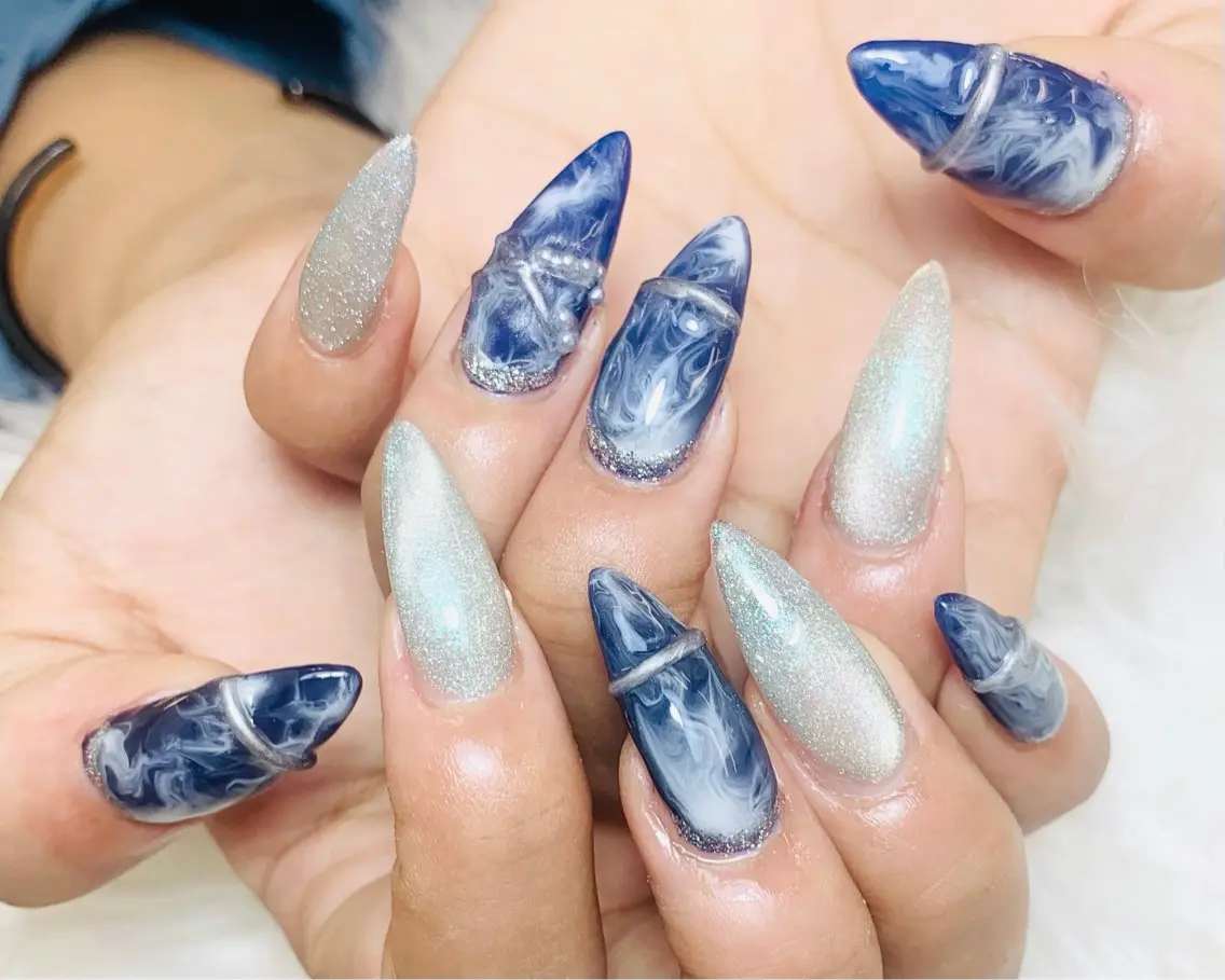 ネイル チークネイル 長さ出し フットネイル 韓国ネイル マグネットネイル ハンドネイル ハンドケア AN NAIL _HOAのネイルデザイン