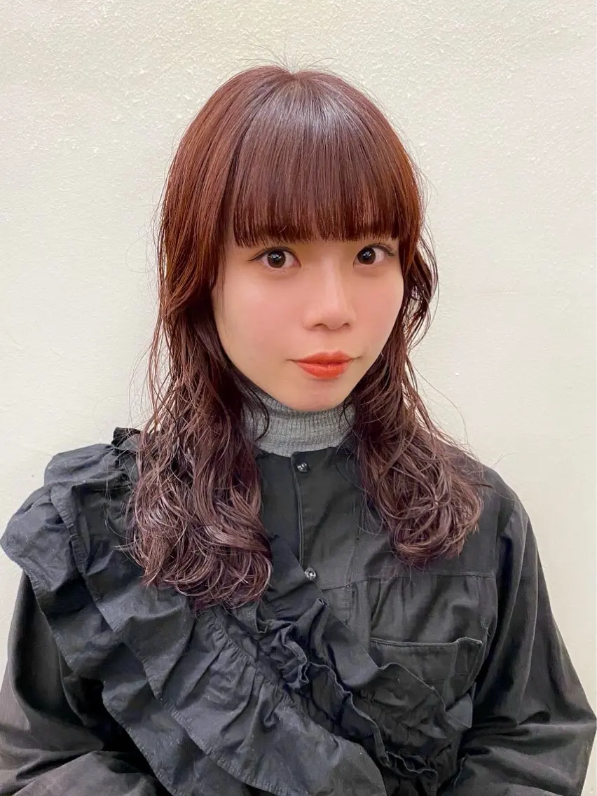 ミディアム カラー パーマ カット ヘアカラー パーマ トリートメント 似合わせレイヤー/ ケアパーマ/高倉のヘアスタイル