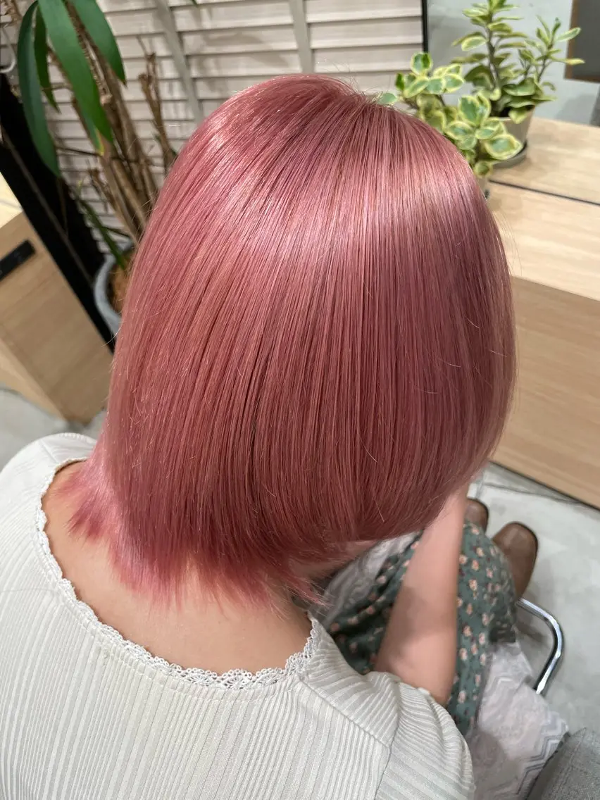 カラー ブリーチ ピンクカラー 髪質改善&美髪矯正 専門美容師:植原瑞樹のヘアスタイル