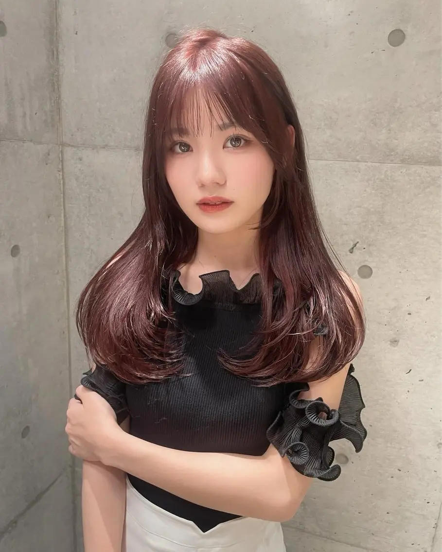 ロング カラー くびれヘア 韓国風ヘア レイヤーカット 小顔カット ワンホンヘア カット ヘアカラー トリートメント 🤎透明感カラー/ suguru🤍のヘアスタイル