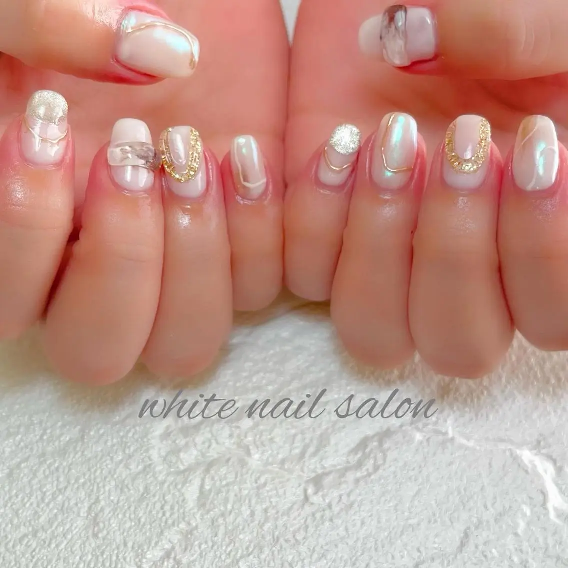 ネイル フットネイル ジェルネイル ハードジェル ラメ(グリッター) 持ち込み ハンドネイル white nail salonのネイルデザイン