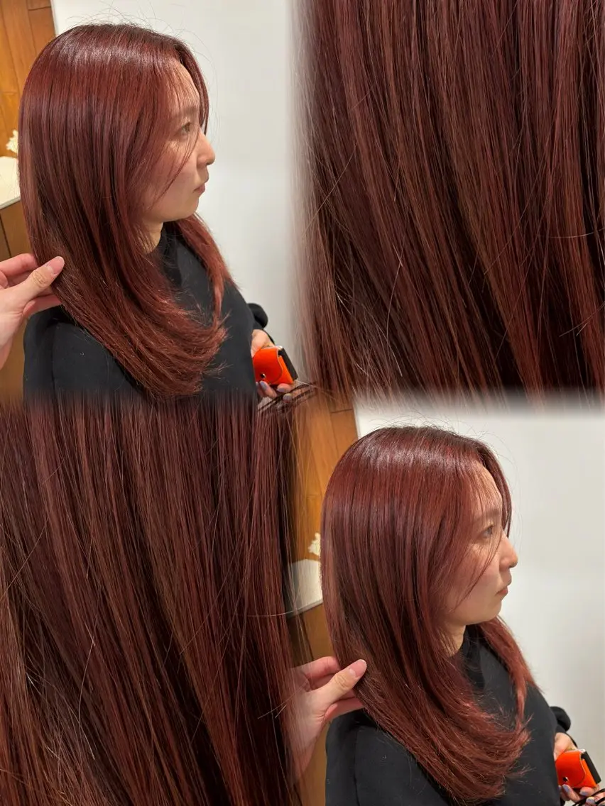 セミロング カラー レッドカラー カット ヘアカラー トリートメント うる艶カラー ✨🧸KOTAROのヘアスタイル