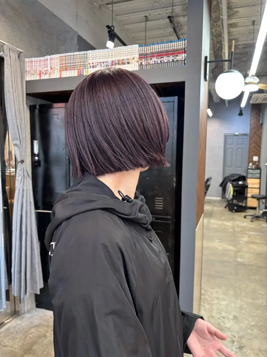 ショート 切りっぱなしボブ ボブ 縮毛矯正 博多/艶カラー Natsuのヘアスタイル