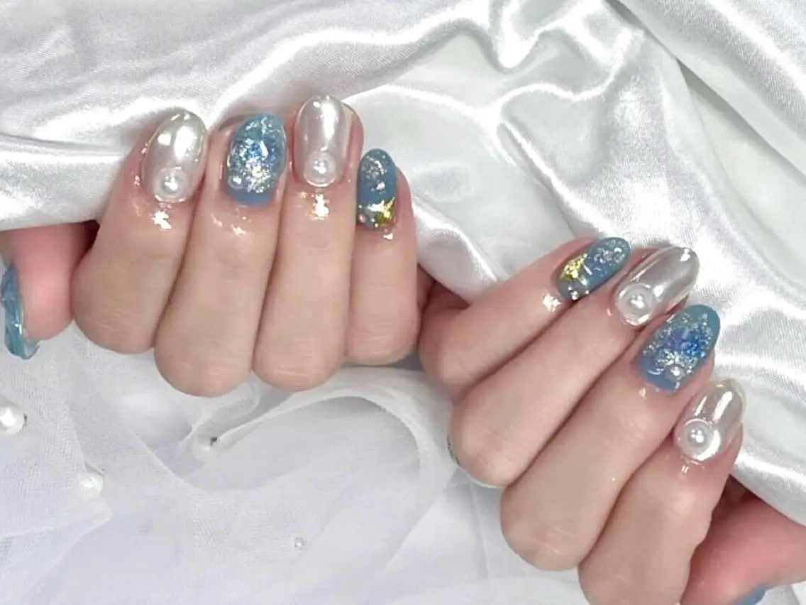 ネイル アートネイル ジェルネイル 韓国ネイル 持ち込み パラジェル Nail Neige🐈🌙のネイルデザイン