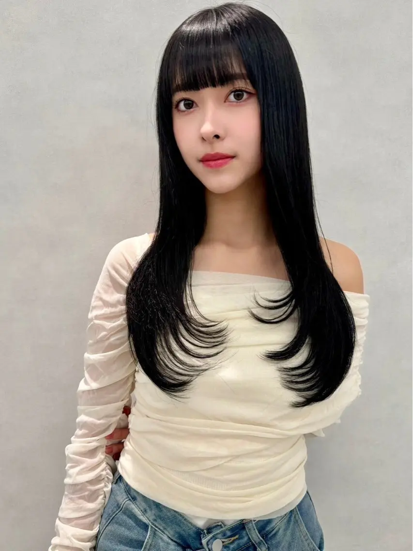 ロング カラー トリートメント ヘアカラー トリートメント 韓国レイヤー🇰🇷 Hiiro💜のヘアスタイル