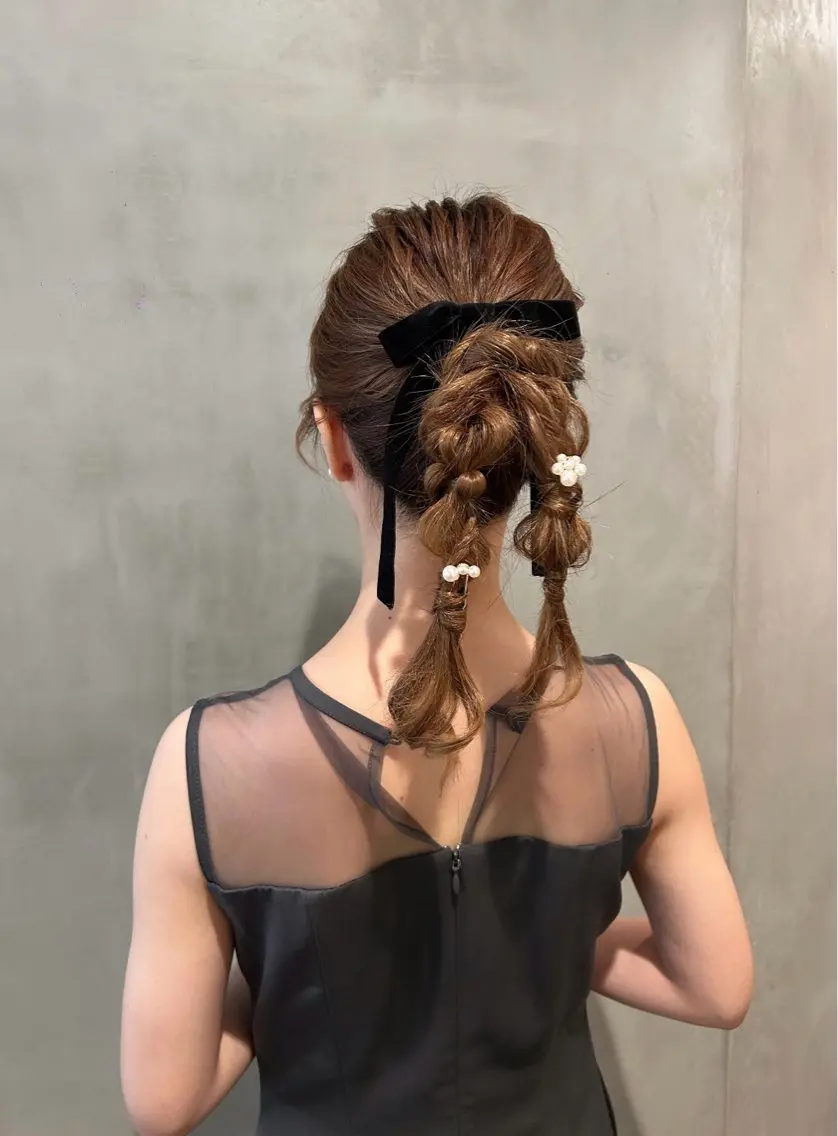 セミロング ヘアアレンジ ヘアセット タナカ カナ🫧のヘアスタイル