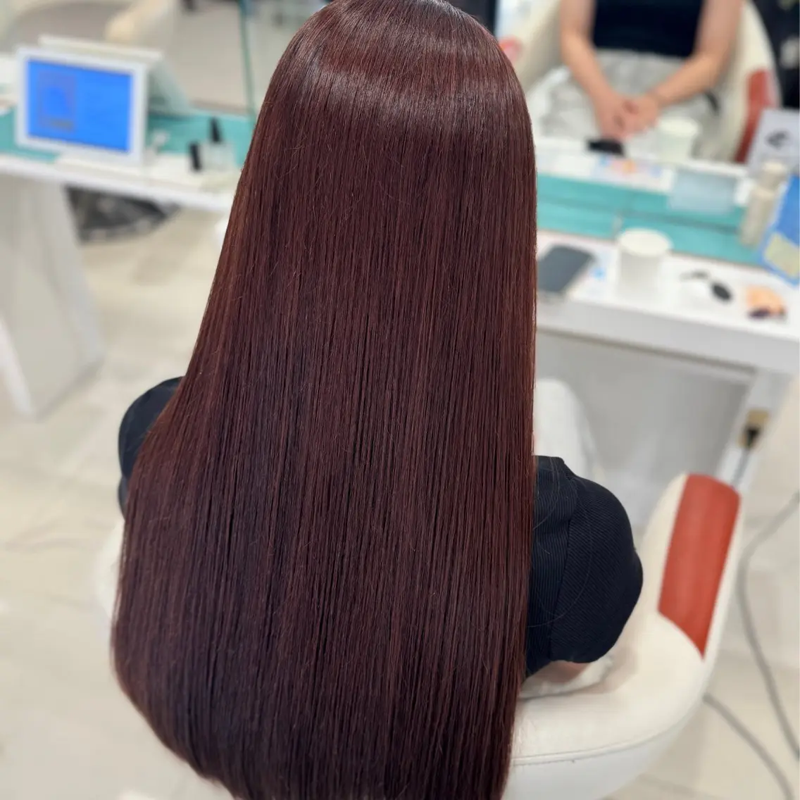 ロング カラー ブリーチ ブラウンカラー ブリーチなしカラー ピンクカラー ピンクブラウン Dears 望月のヘアスタイル