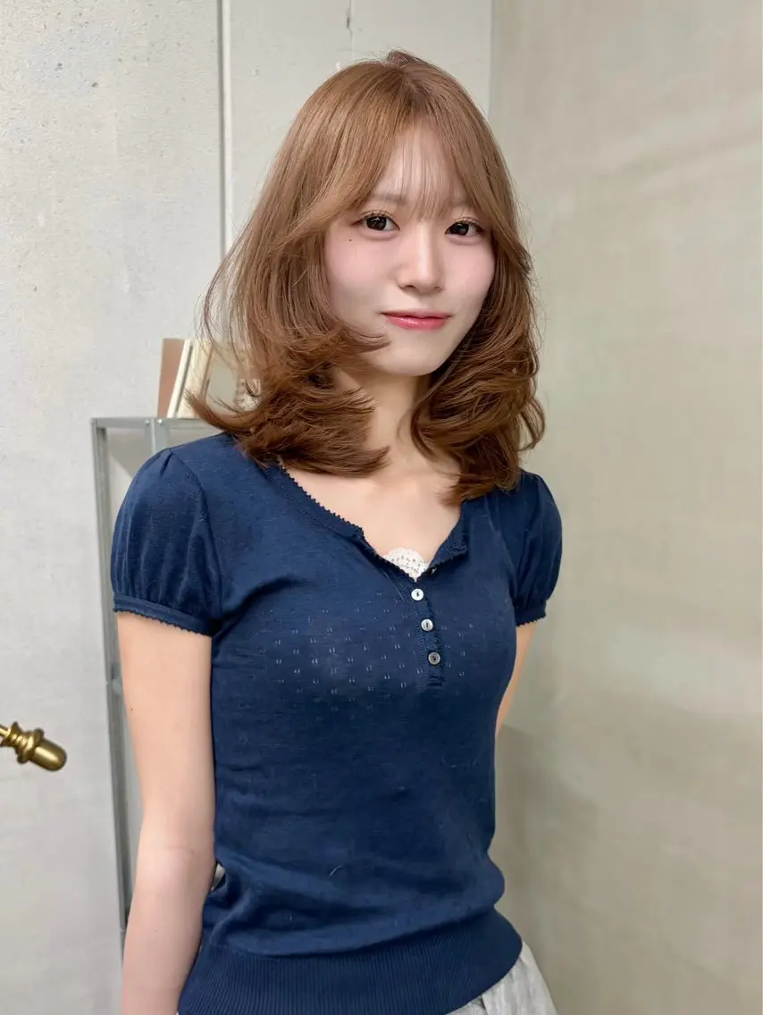 ミディアム カット ヘアカラー 多幸感ヘア ゆほこのヘアスタイル