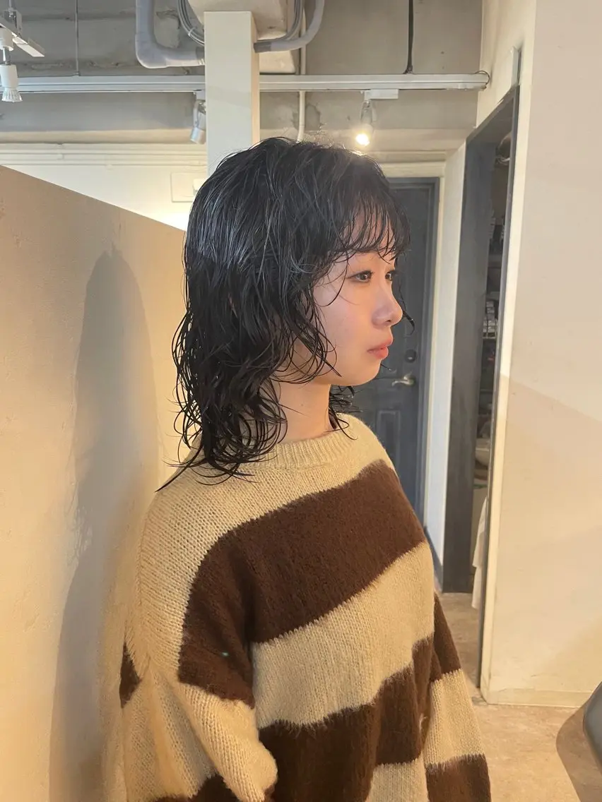 ミディアム カラー パーマ カット ヘアカラー パーマ トリートメント 野村矩樂/パーマ /縮毛矯正のヘアスタイル