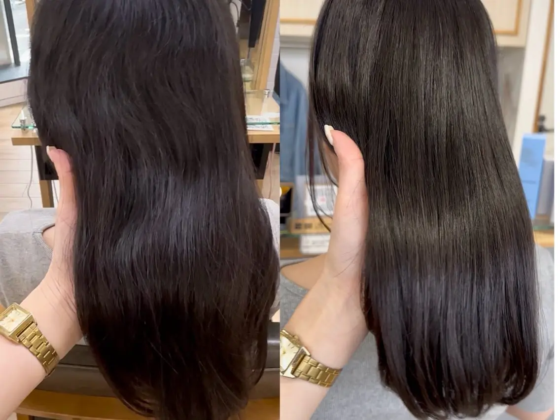 ロング カラー パーマ ヘアアレンジ メンズ キッズ カット 縮毛矯正 レイヤーカット/ 巻ける縮毛矯正のヘアスタイル