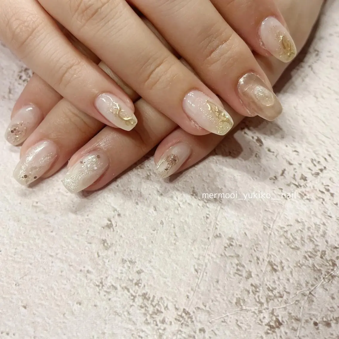 ネイル アートネイル クリアネイル ジェルネイル キラキラネイル 韓国ネイル mermooi nailのネイルデザイン