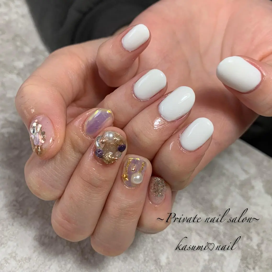 ネイル マグネットネイル ミラーネイル ニュアンスネイル 春ネイル KASUMI♡ Nailのネイルデザイン