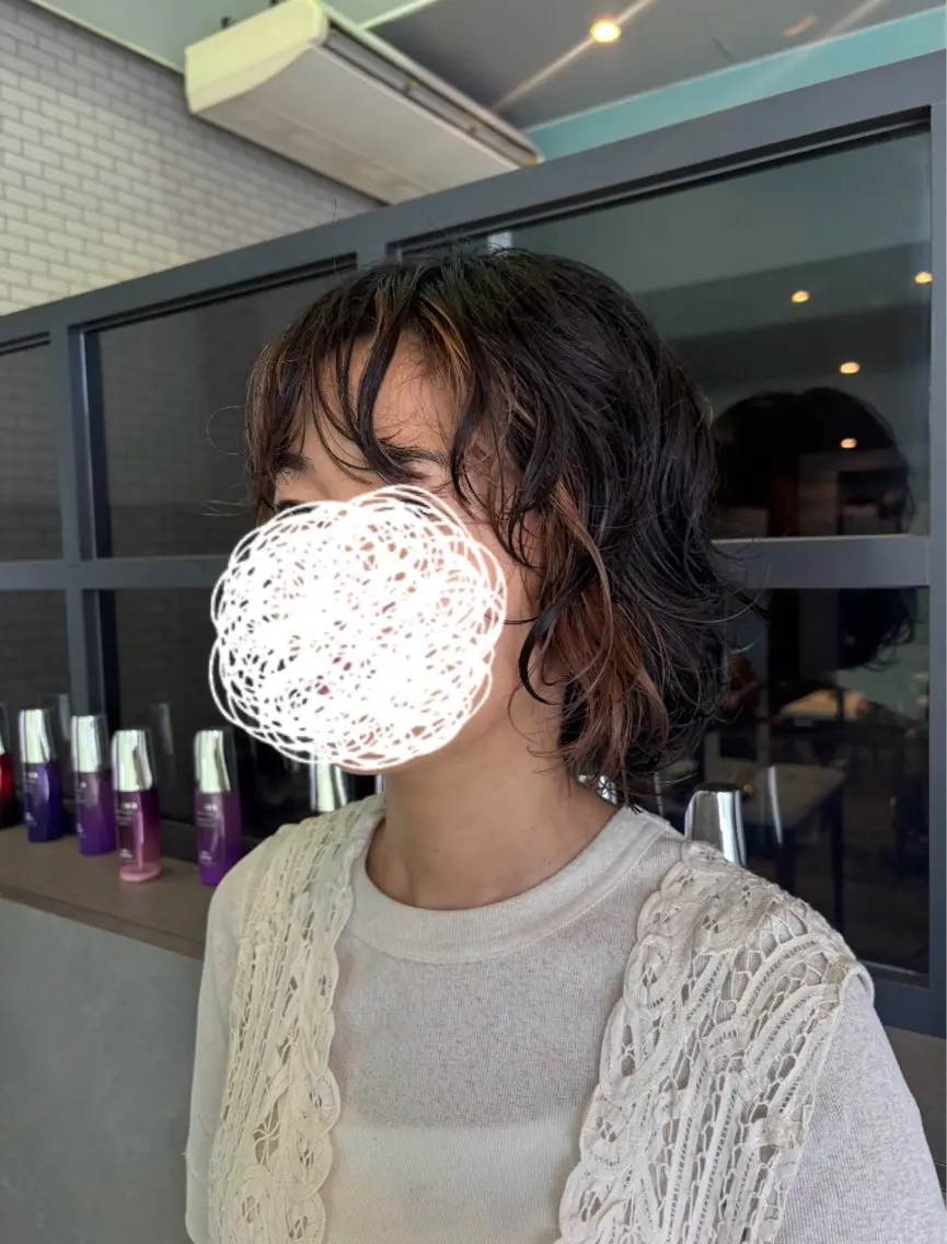 ミディアム ボブレイヤー ミディアムパーマ ボブ レイヤーカット カット 🫧古田 穂香🫧パーマモデルのヘアスタイル
