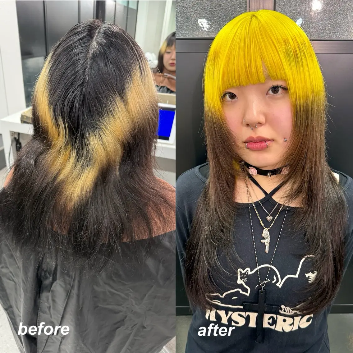 ロング カラー カット ヘアカラー エクステ ヘアセット レン🎨ハイトーン× エクステ🎨渋谷のヘアスタイル