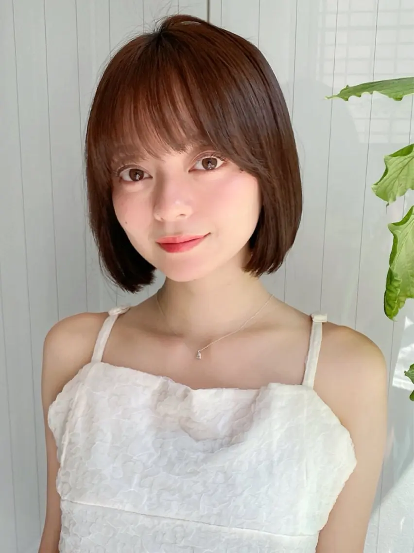 ミディアム カラー ボブ 縮毛矯正 カット ヘアカラー 縮毛矯正 トリートメント レイヤー×髪質改善✨ 渋谷/佐藤侑哉のヘアスタイル
