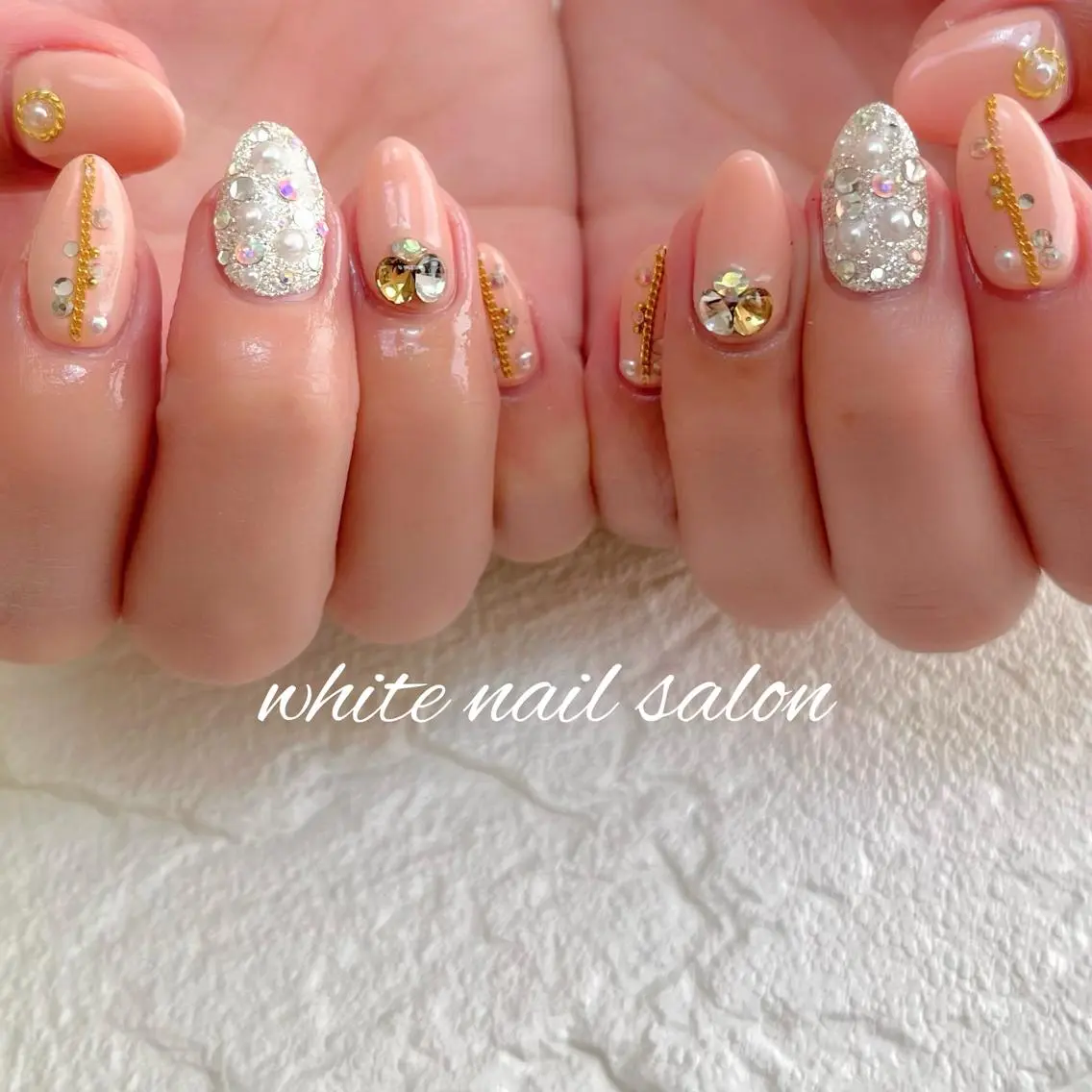 ネイル フットネイル ジェルネイル ハードジェル ラメ(グリッター) 持ち込み ハンドネイル white nail salonのネイルデザイン