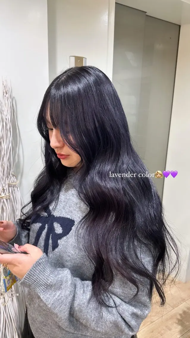ロング カラー ブリーチ ラベンダーカラー ヘアカラー トリートメント ♡韓国ヘア♡遠藤 美夢のヘアスタイル