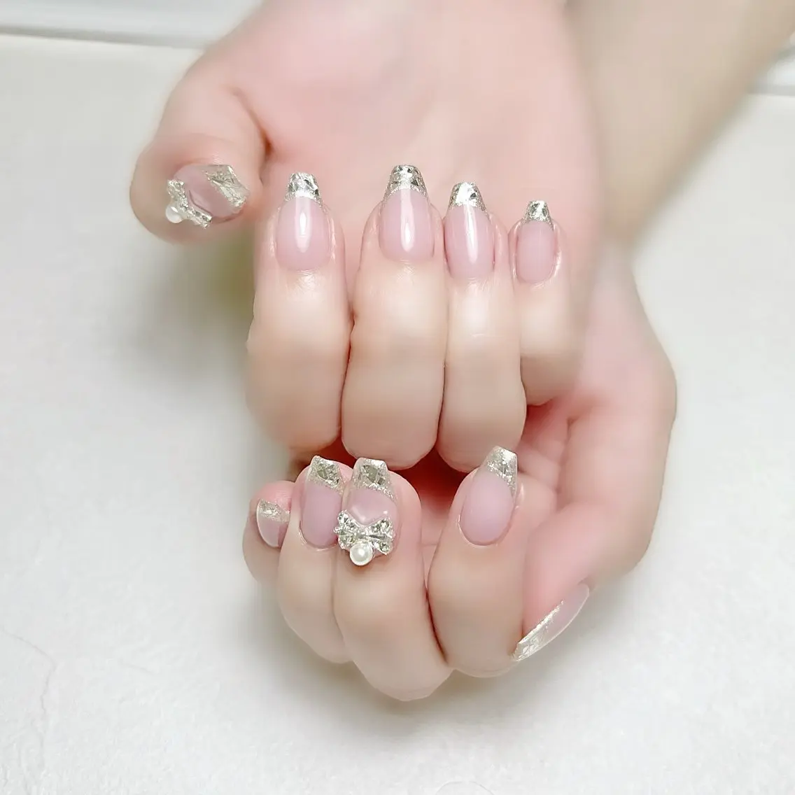 ネイル フレンチネイル ガラスフレンチ オフィスネイル 春ネイル rouse nail RISATOのネイルデザイン