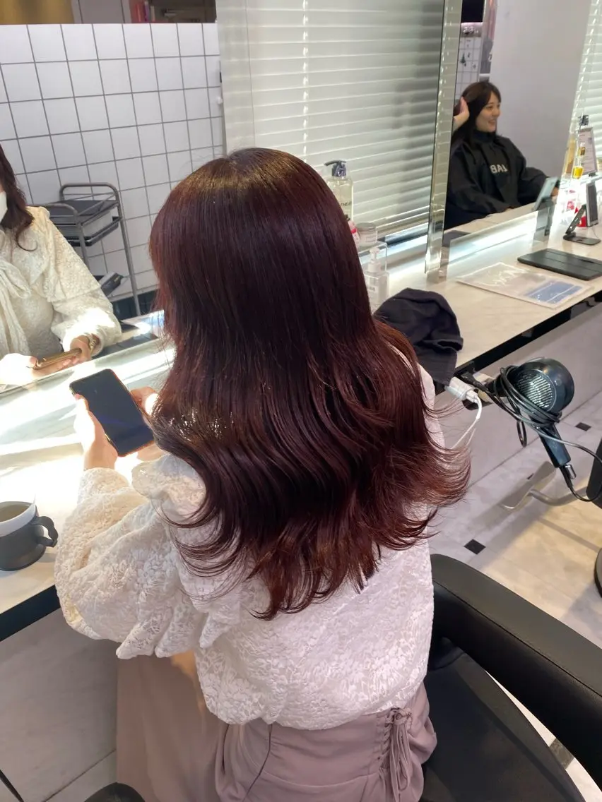 ミディアム カラー ヘアカラー トリートメント ヘアセット ♥️韓国風透明感 暖色misa♥️のヘアスタイル
