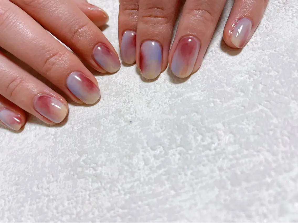 ネイル オーロラネイル フットネイル フレンチネイル ジェルネイル 韓国ネイル ハンドネイル kiki nail &brow二子玉川のネイルデザイン