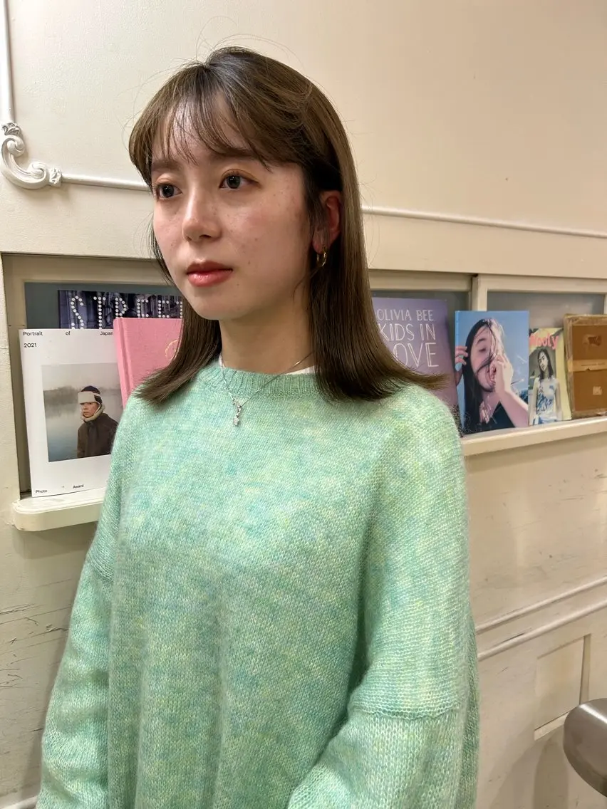 カラー 透明感カラー オリーブカラー RINKA 岡崎美容室のヘアスタイル