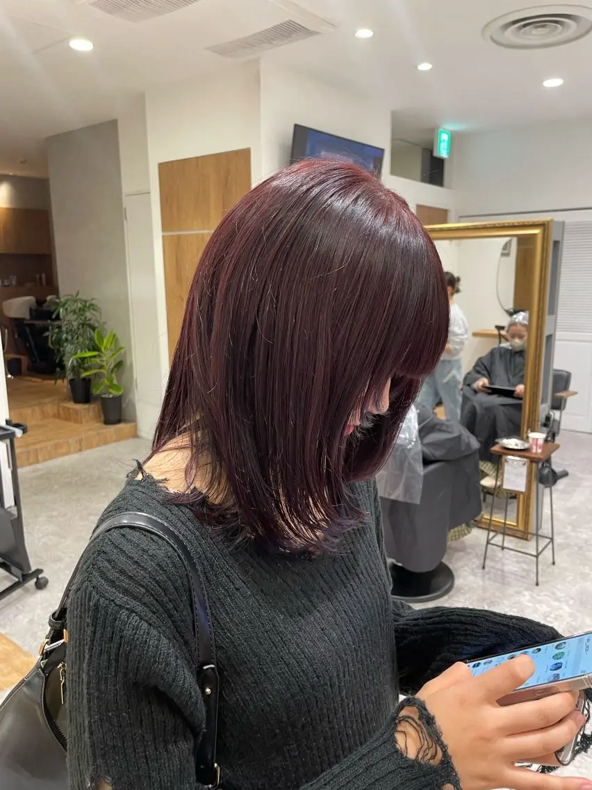 【💜ラベンダー、暖色系❤️】ピンクブラウン、ラベンダー系、オレンジ系のワンカラーしたい人オススメ👏+髪質改善トリ✨の写真