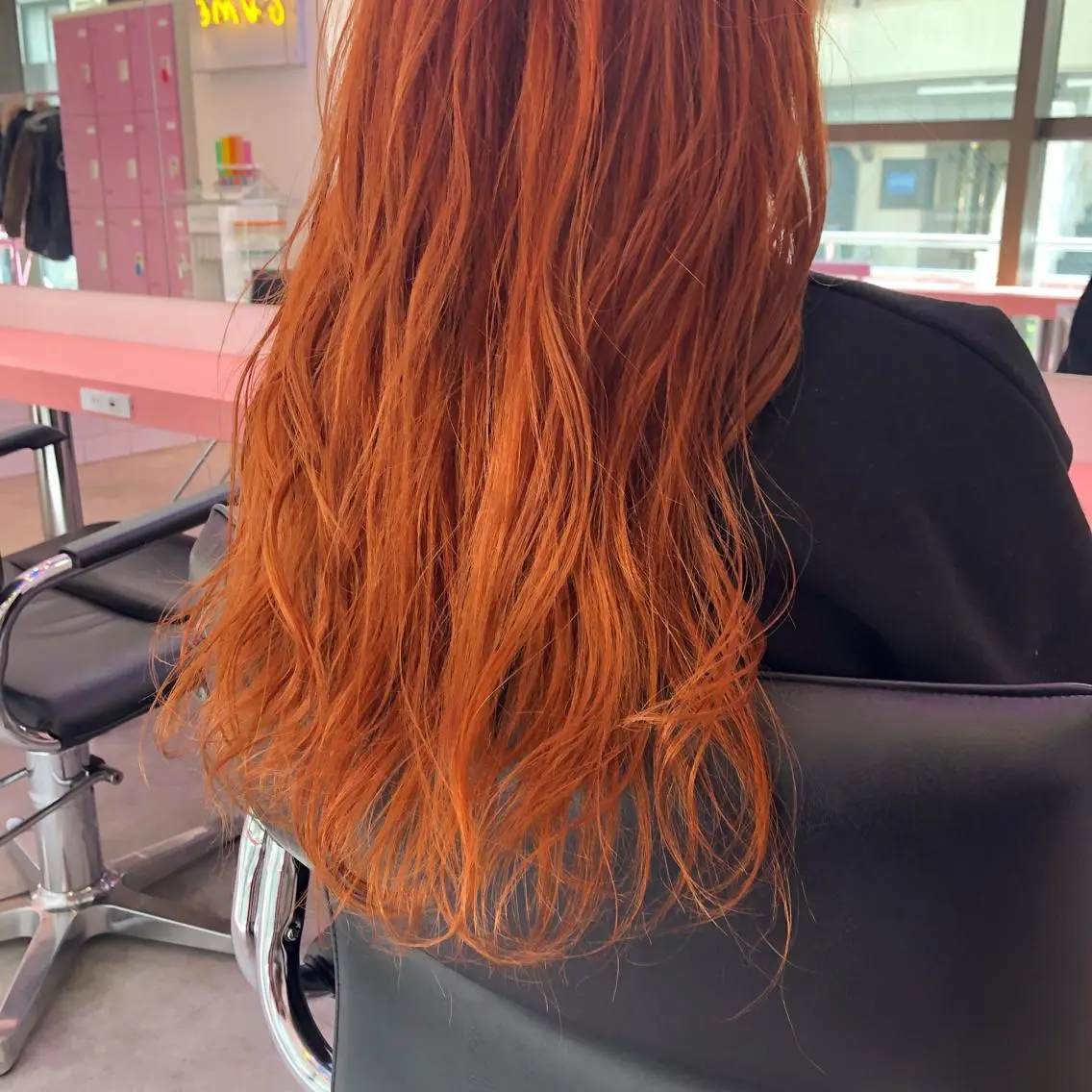 ロング カラー ヘアアレンジ オレンジ 韓国風ヘア 天神レイヤーカット No.1💖マユカのヘアスタイル