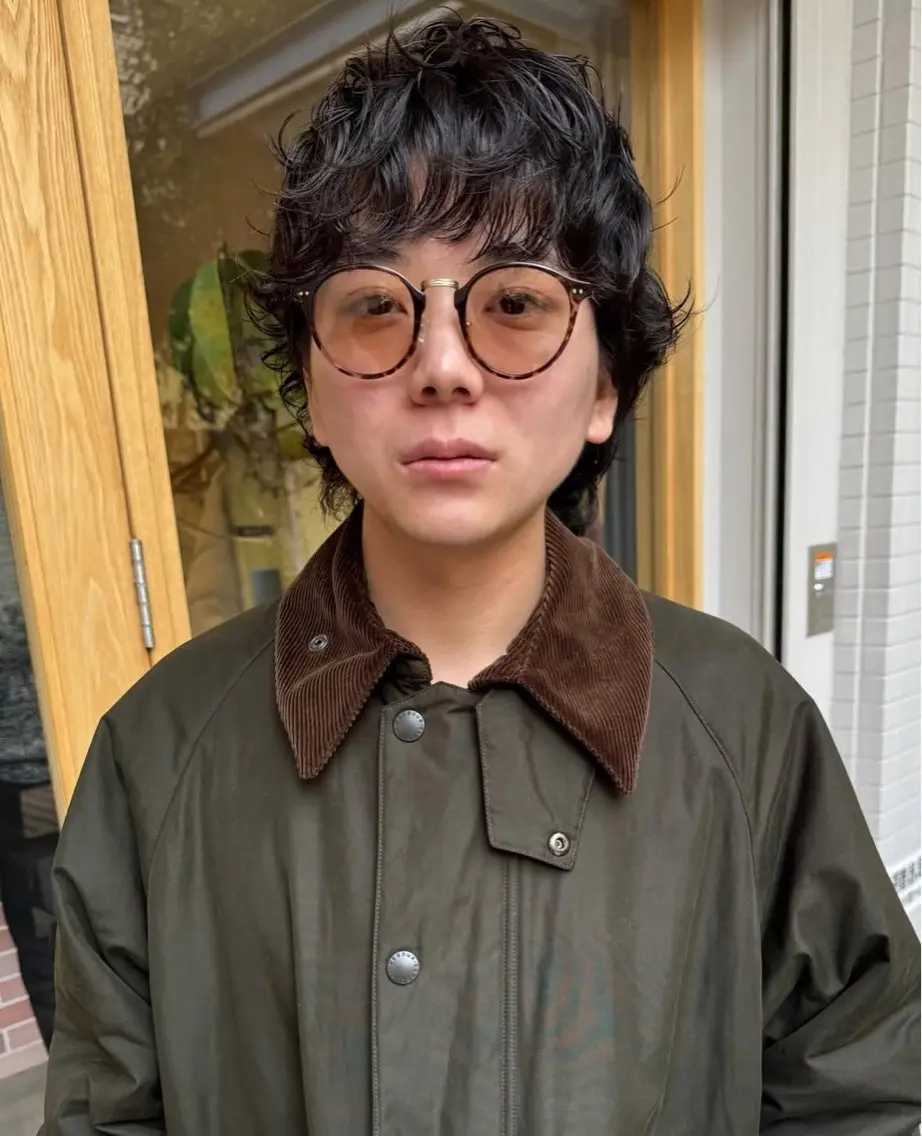 パーマ メンズ センターパート マッシュウルフ マッシュ メンズパーマ 学生（メンズ向け） 縮毛矯正/ショート なーな🎀🤍のヘアスタイル