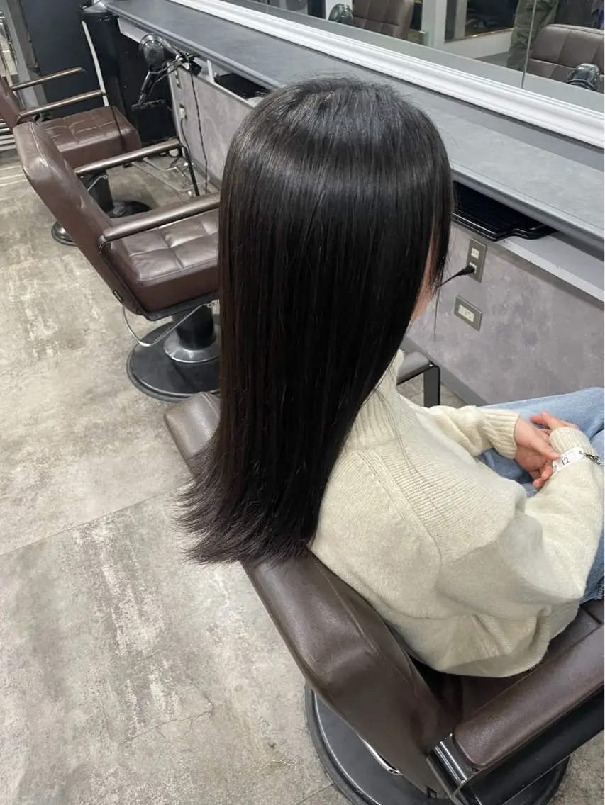 ロング 縮毛矯正 アライ タクミのヘアスタイル