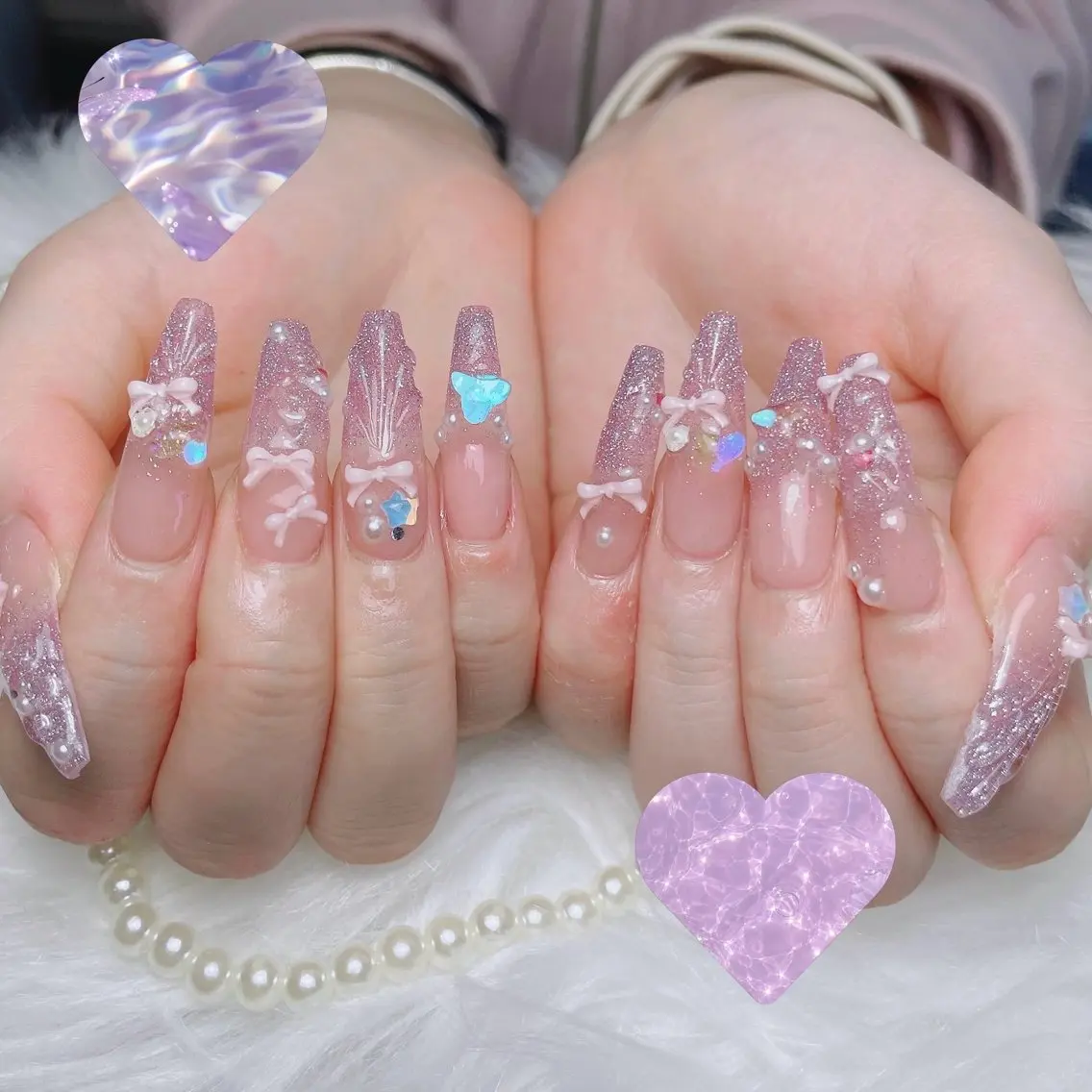 ネイル アートネイル オーロラネイル フレンチネイル ジェルネイル グラデーション Sora nail 長さ出し専門店のネイルデザイン