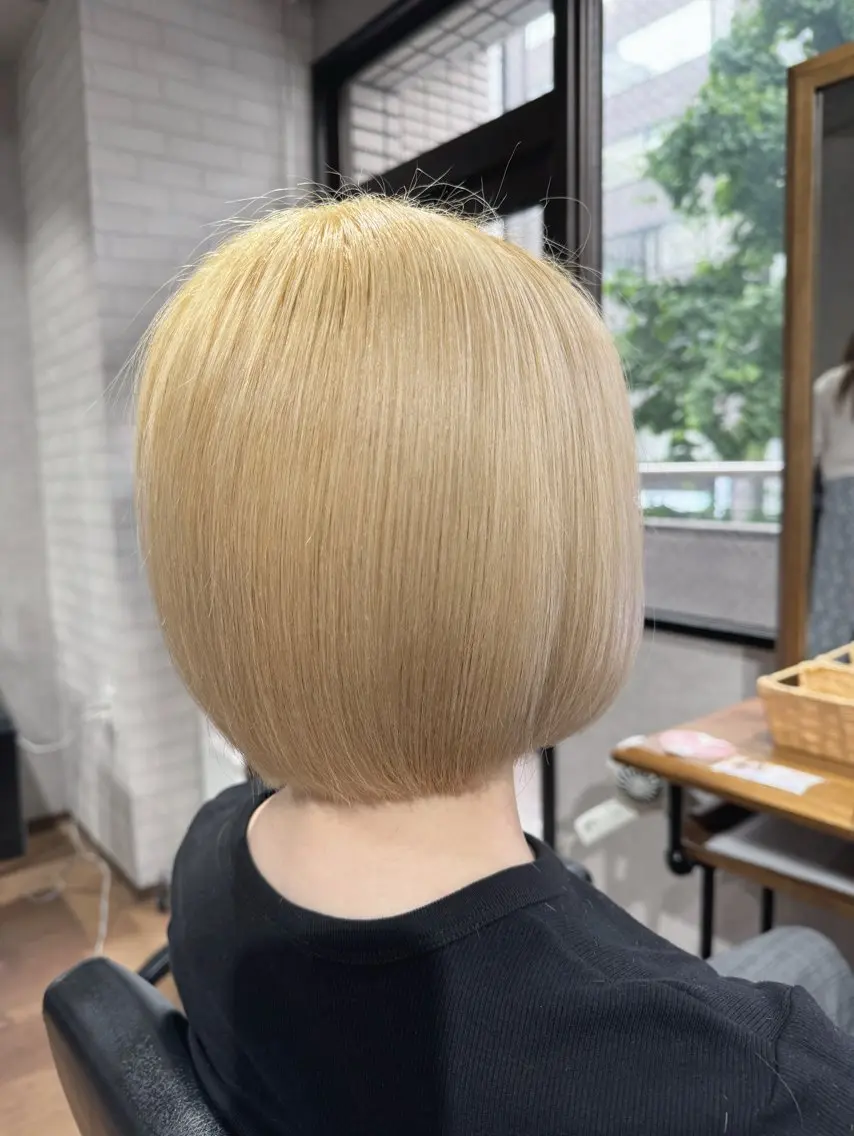 ショート カラー ブロンド ボブ カット ヘアカラー ✨ハイトーン カラー福岡拓也✨のヘアスタイル