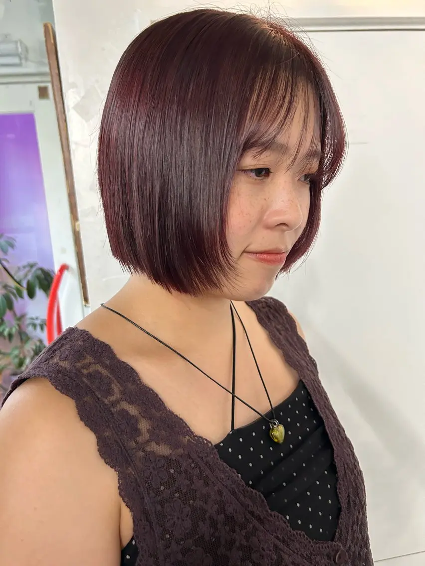 ミディアム カラー ラベンダーカラー レッドカラー ヘアカラー maho/垢抜け カラーパーマメイクのヘアスタイル