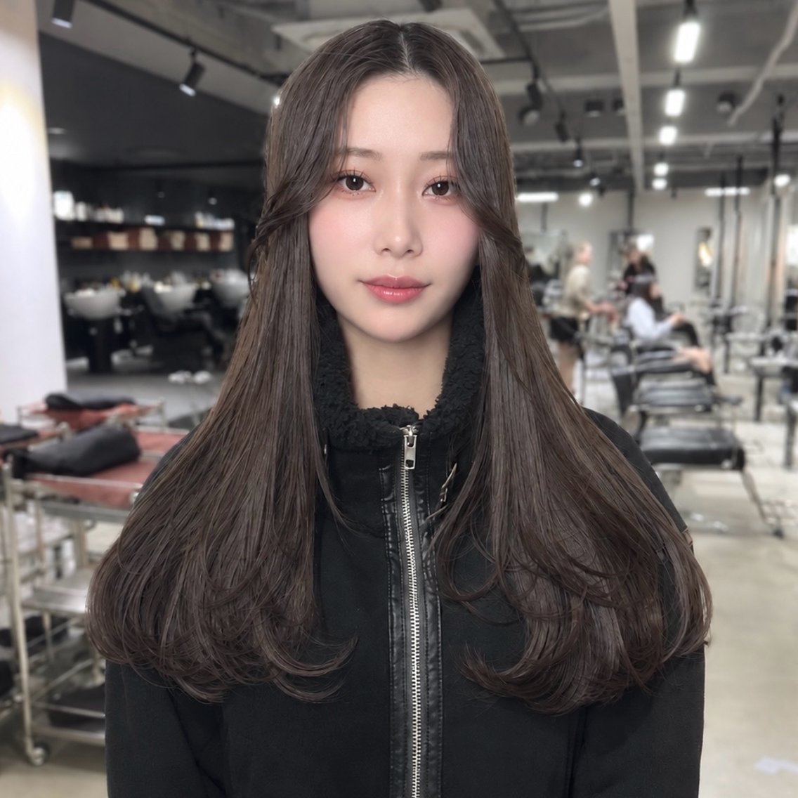 ロング くびれヘア 顔まわりレイヤー 顔周りカット 韓国風ヘア くびれレイヤー カット ヘアカラー 韓国レイヤー🇰🇷 艶髪💎renのヘアスタイル