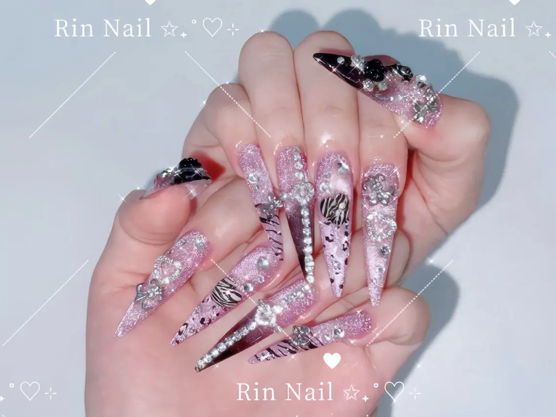 ネイル べっ甲ネイル ブルー 長さ出し フレンチネイル ジェルネイル ハンドネイル Rin Nail 新大久保店のネイルデザイン