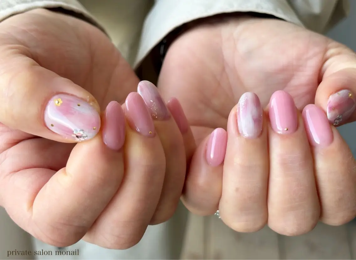 ネイル ピンク 春ネイル nail salon monailのネイルデザイン