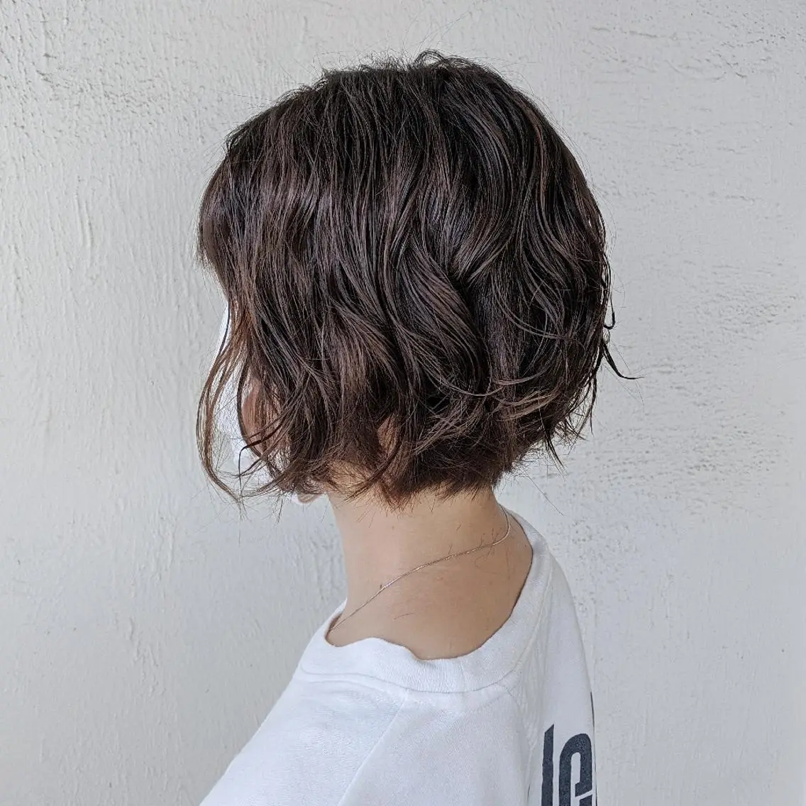 ショート パーマ 浜田りほ Luxbe 博多バスターミナルのヘアスタイル