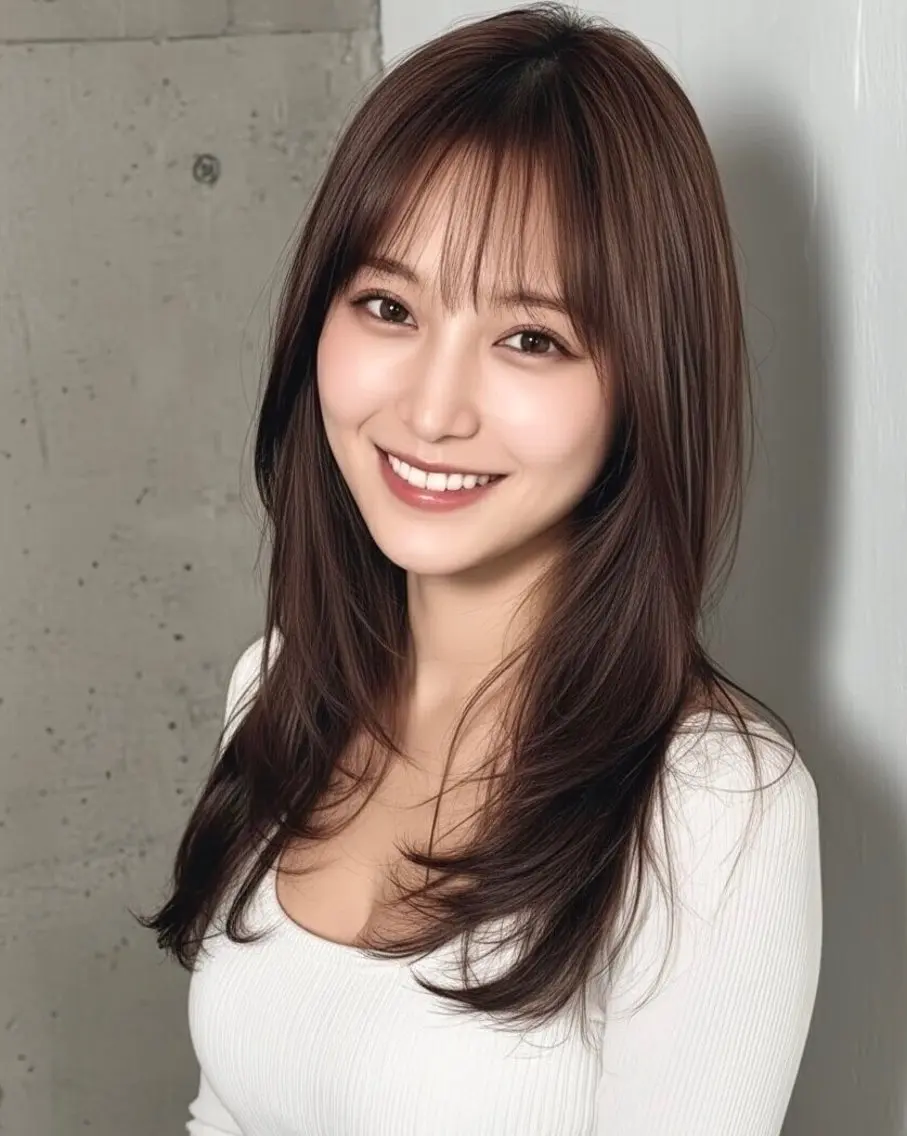 ロング ロングレイヤー くびれヘア ヨシンモリ 韓国風ヘア レイヤーカット 藤田大夢 /liberte高崎のヘアスタイル