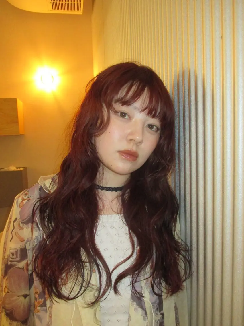 ロング カラー オレンジ ヘアカラー SEE.カシワバラ リコのヘアスタイル