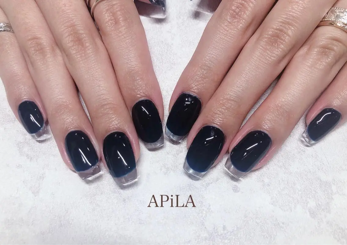 ネイル クリアネイル フレンチネイル APiLA 甲斐田のネイルデザイン